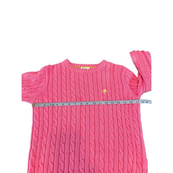 Vintage Lilly Pulitzer Pink Preppy Academia Crewneck Cable Knit Sweater Small - Picture 8 of 10